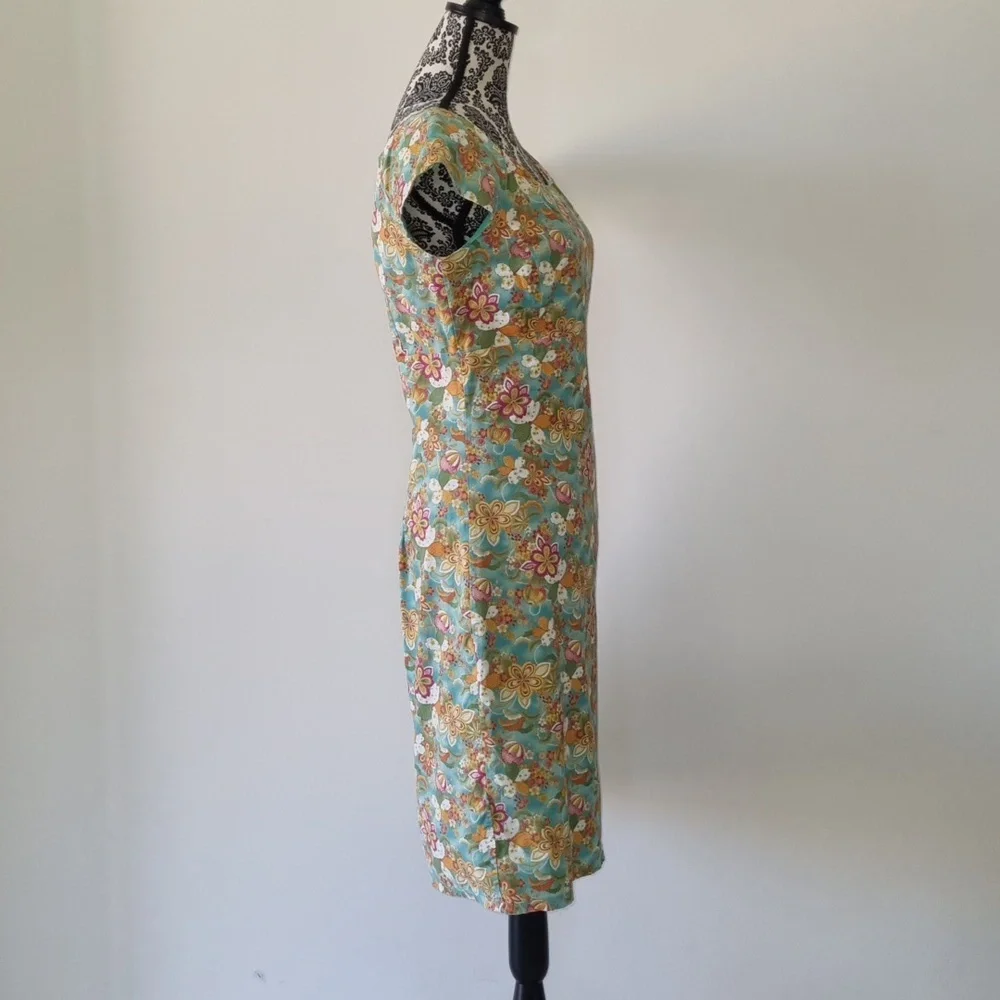Handmade colourful vintage style dress, midi length, size approx 8-10 - Picture 3 of 4